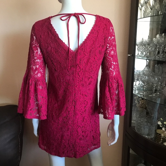 Laundry Shelli Segal A-line Red Lace Mini Dress - Picture 5 of 8